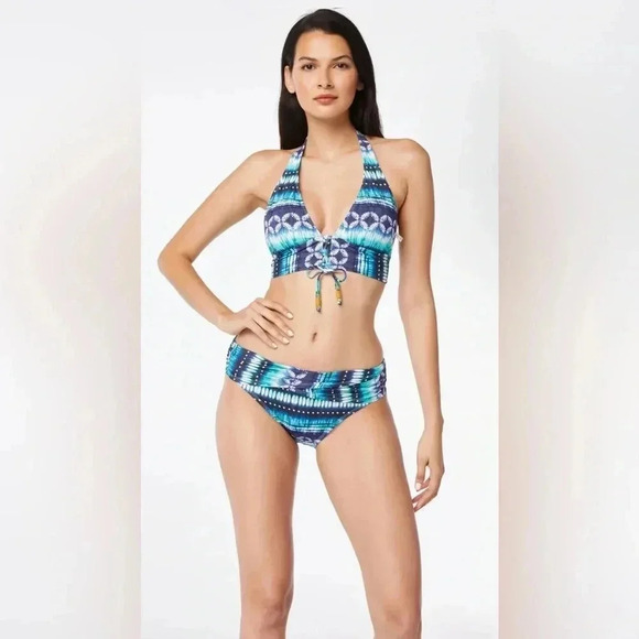 Bleu Rod Beattie Sun, Sea and Sand Lace Up Halter Top and Bikini Bottom Size 12 - Picture 2 of 8